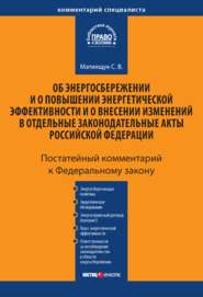 Комментарий к Федеральному закону «Об энергосбережении и о повышении энергетической эффективности и о внесении изменений в отдельные законодательные акты Российской Федерации» (постатейный)