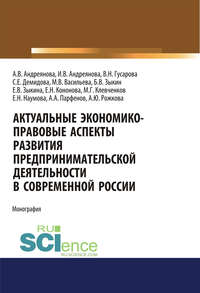Актуальные экономико-правовые аспекты развития предпринимательской деятельности в современной России. (Аспирантура, Бакалавриат, Магистратура, Специалитет). Монография.