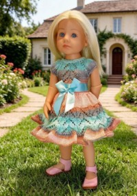Мастер-класс по вязанию платья "Мисс Весна" для кукол Готц 36 см
