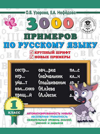 3000 примеров по русскому языку. 1 класс. Крупный шрифт. Новые примеры. Автоматизированность навыка. Обязательный уровень знаний, умений и навыков