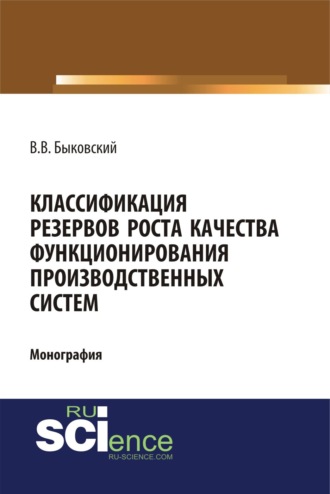 Классификация резервов роста качества функционирования производственных систем. (Аспирантура, Магистратура). Монография.